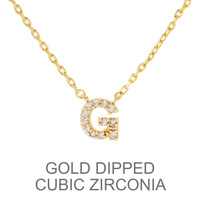 GOLD DIPPED CZ INITIAL NECKLACE